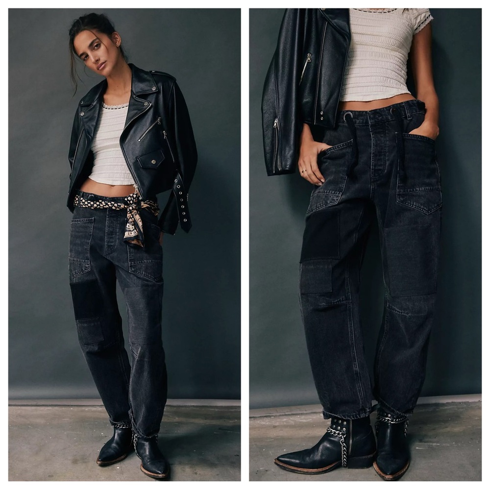 Free People Black Hawk Moxie Barrel Jeans